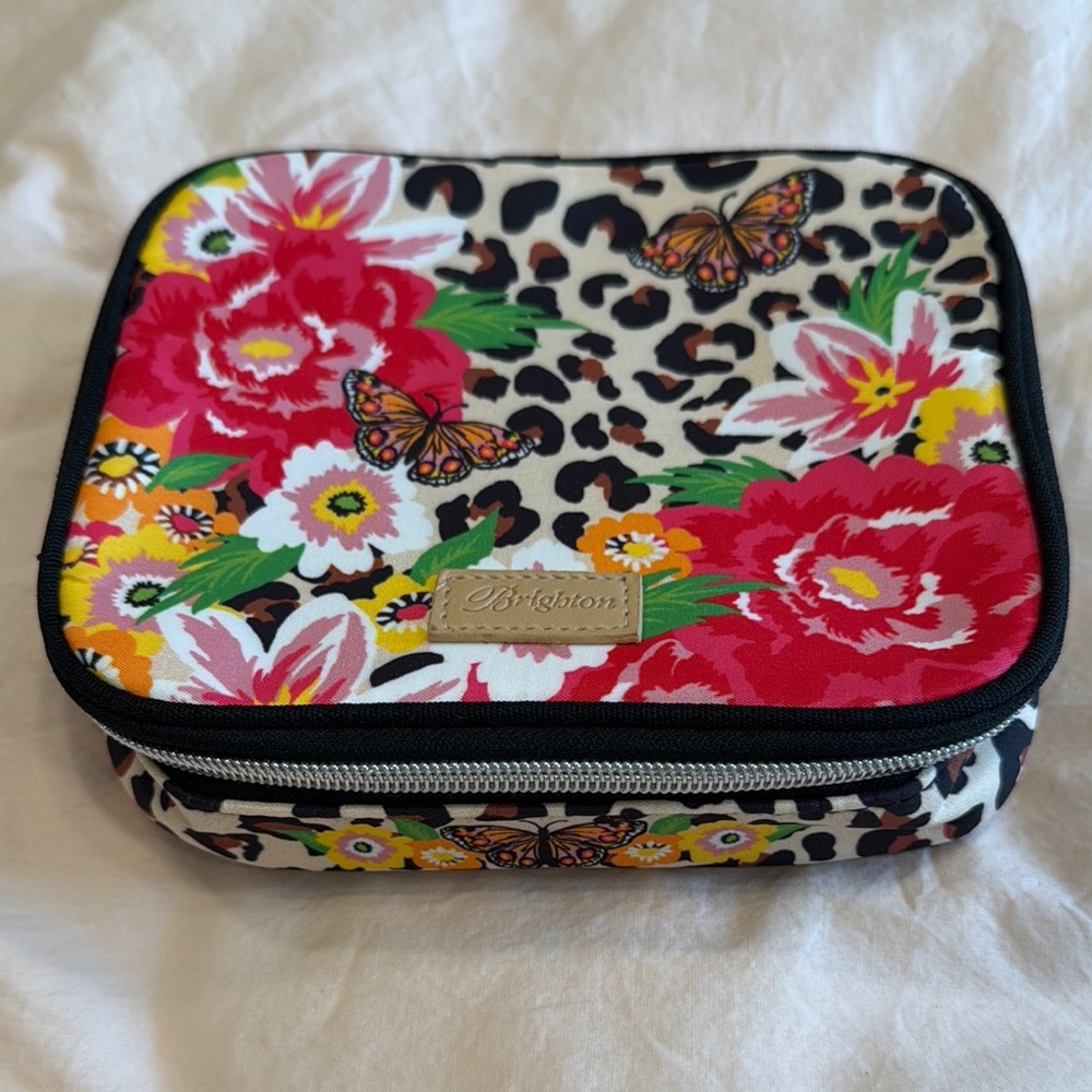 Brighton Floral and Leopard Print Jewelry Bag